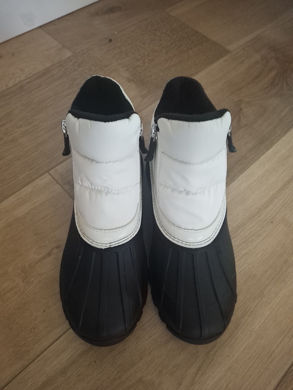 Lands' End Women's Black and White Waterproof Duck Boots with Side Zip